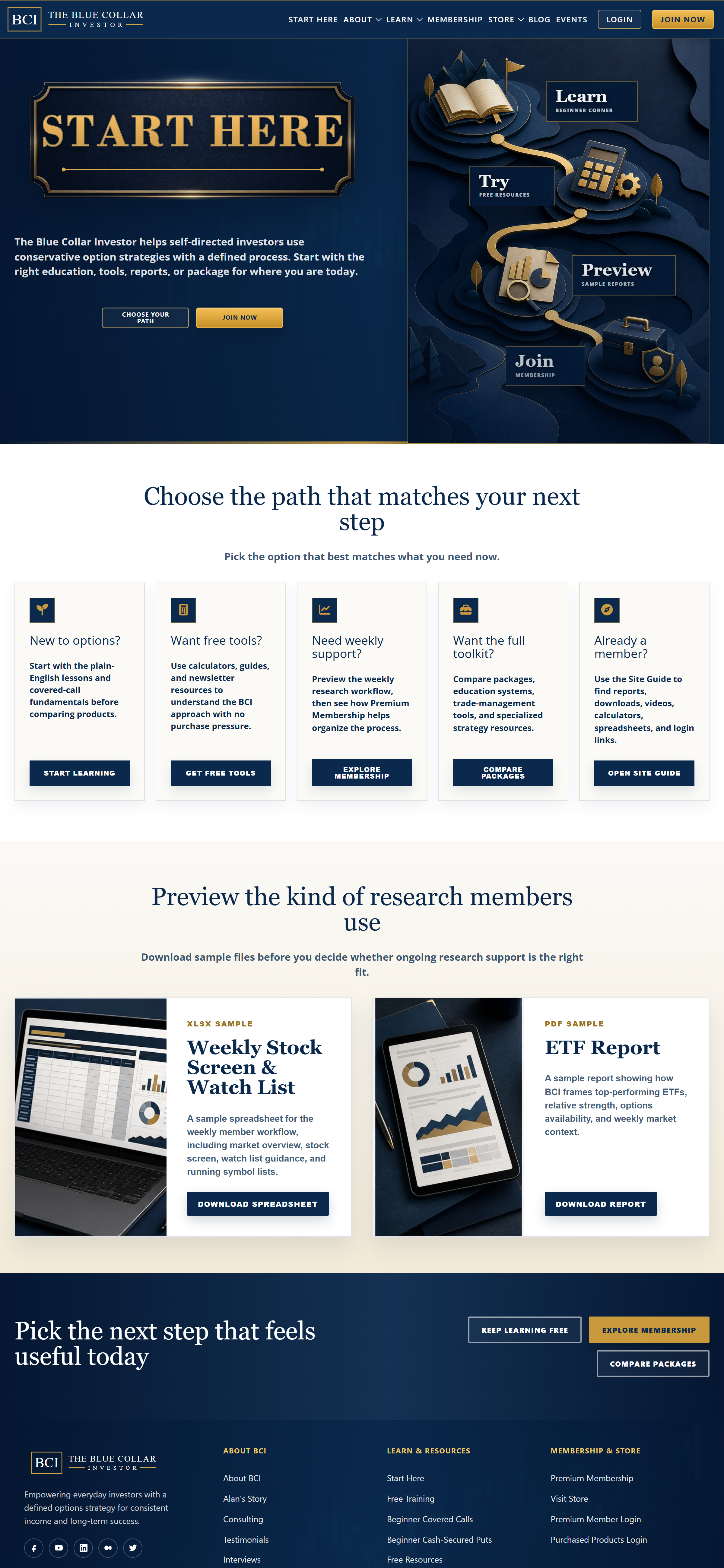 Blue Collar Investor Start Here page